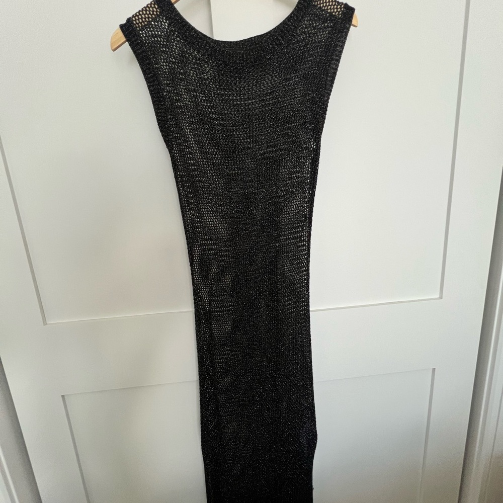 Tahari Elegant Black Knit Maxi Dress